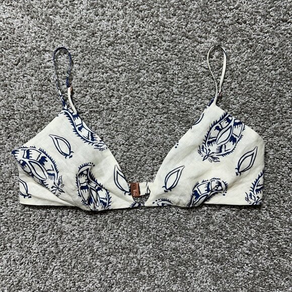 Johanna Ortiz Womens Sz 12 White Afternoon in Fez Linen Crop Bralette Top Cream - Picture 6 of 12